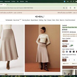 Wool-like Flared Maxi Skirt- Petite